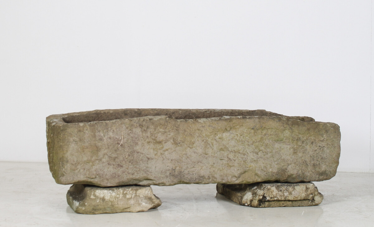 Large Carved Stone Rectangular Trough Planter Garden Feature on Pedestal - Image 15