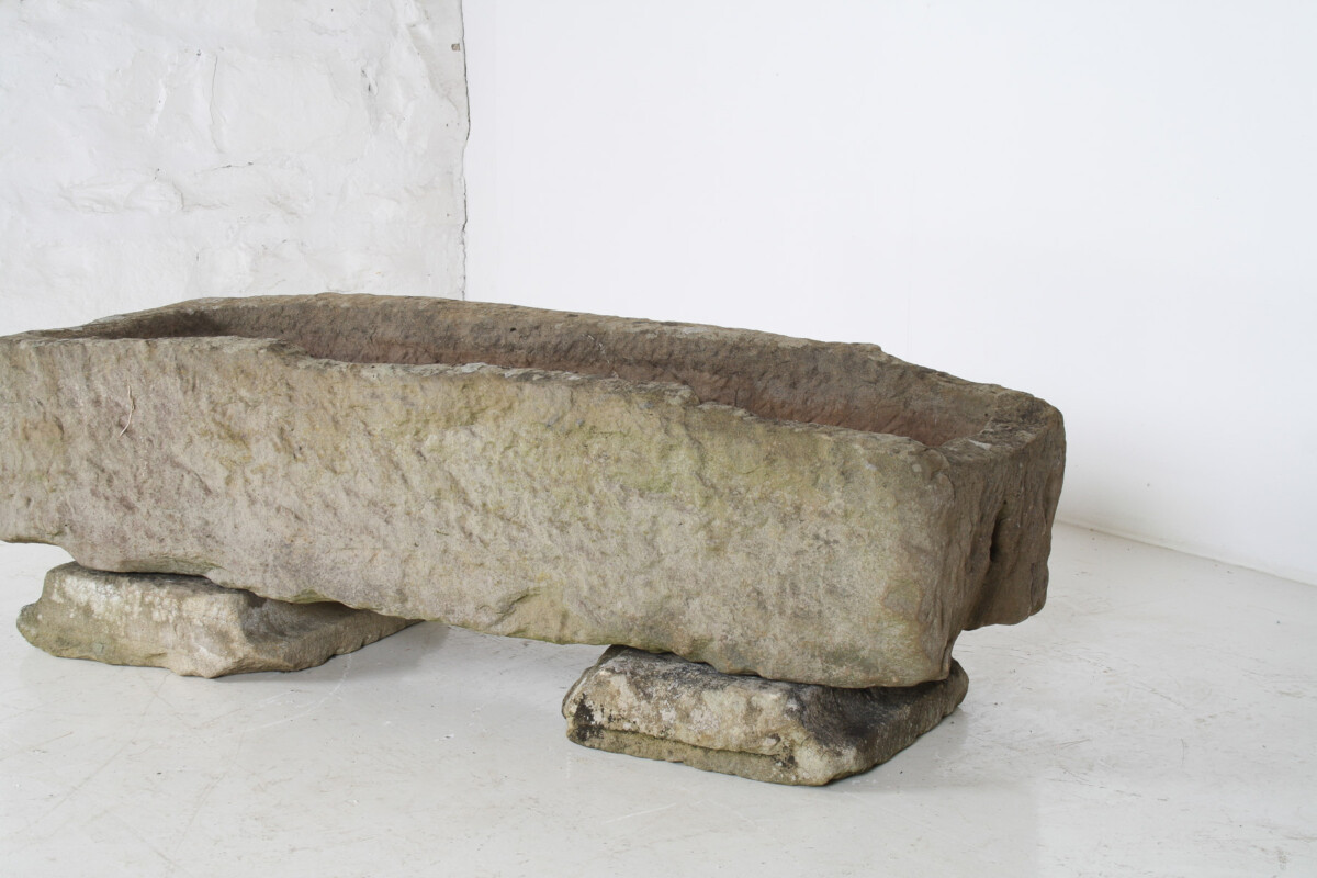 Large Carved Stone Rectangular Trough Planter Garden Feature on Pedestal - Image 12