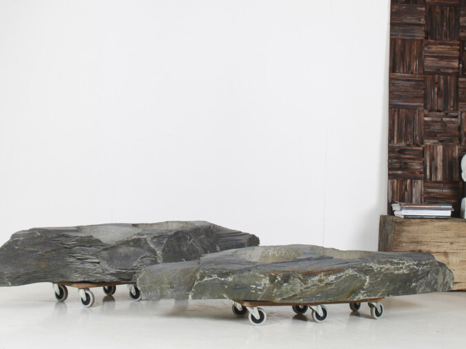 A Pair of Natural Wabi Sabi Stone Garden planters – Welsh slate