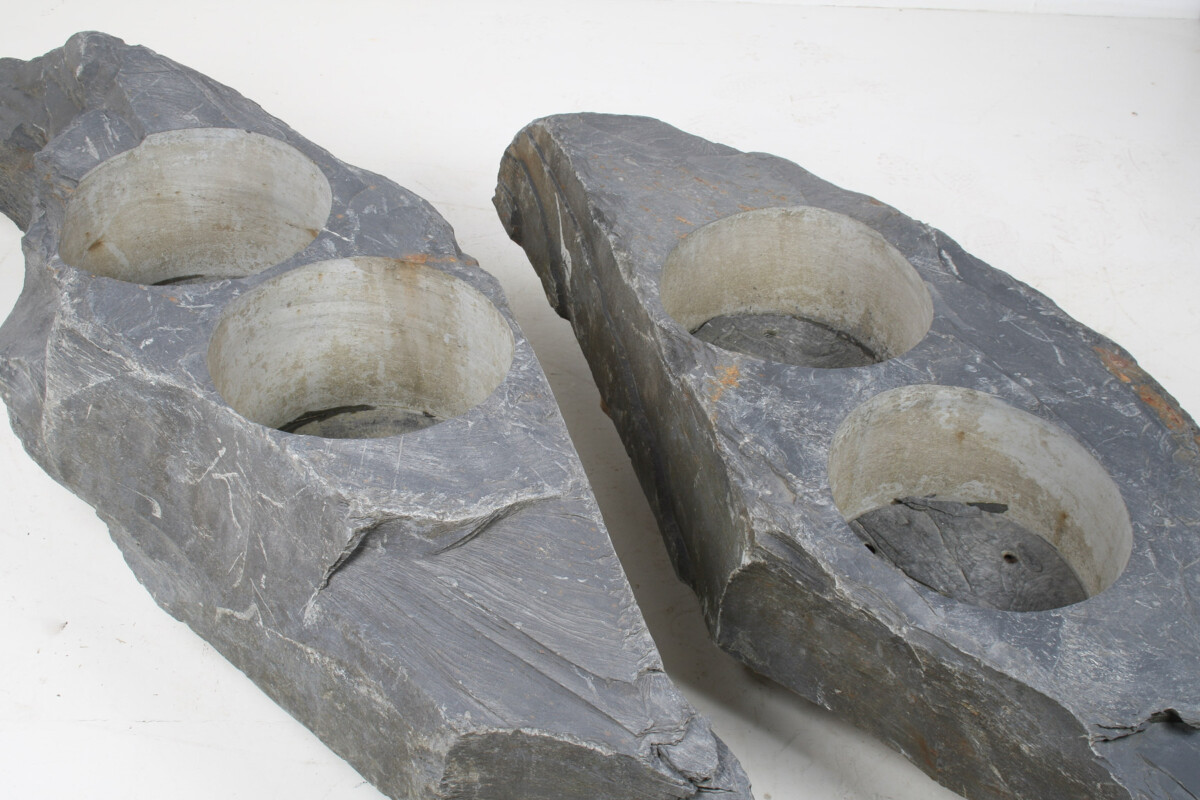 A Pair of Natural Wabi Sabi Stone Garden planters – Welsh slate - Image 9