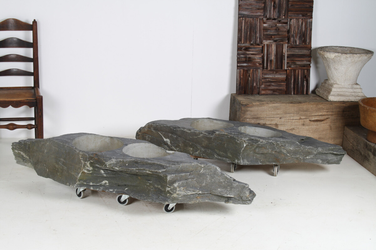A Pair of Natural Wabi Sabi Stone Garden planters – Welsh slate - Image 3