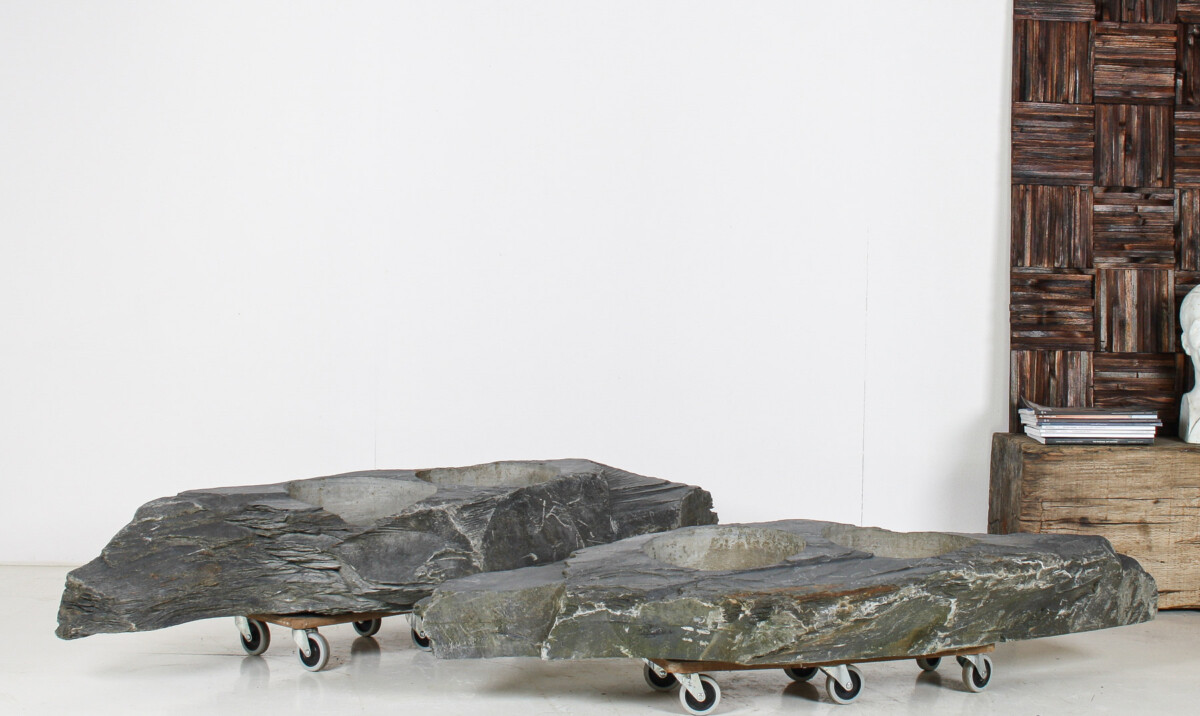 A Pair of Natural Wabi Sabi Stone Garden planters – Welsh slate - Image 17