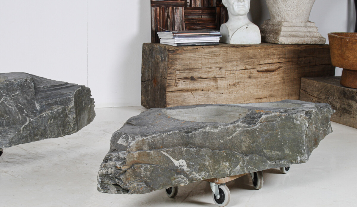 A Pair of Natural Wabi Sabi Stone Garden planters – Welsh slate - Image 6
