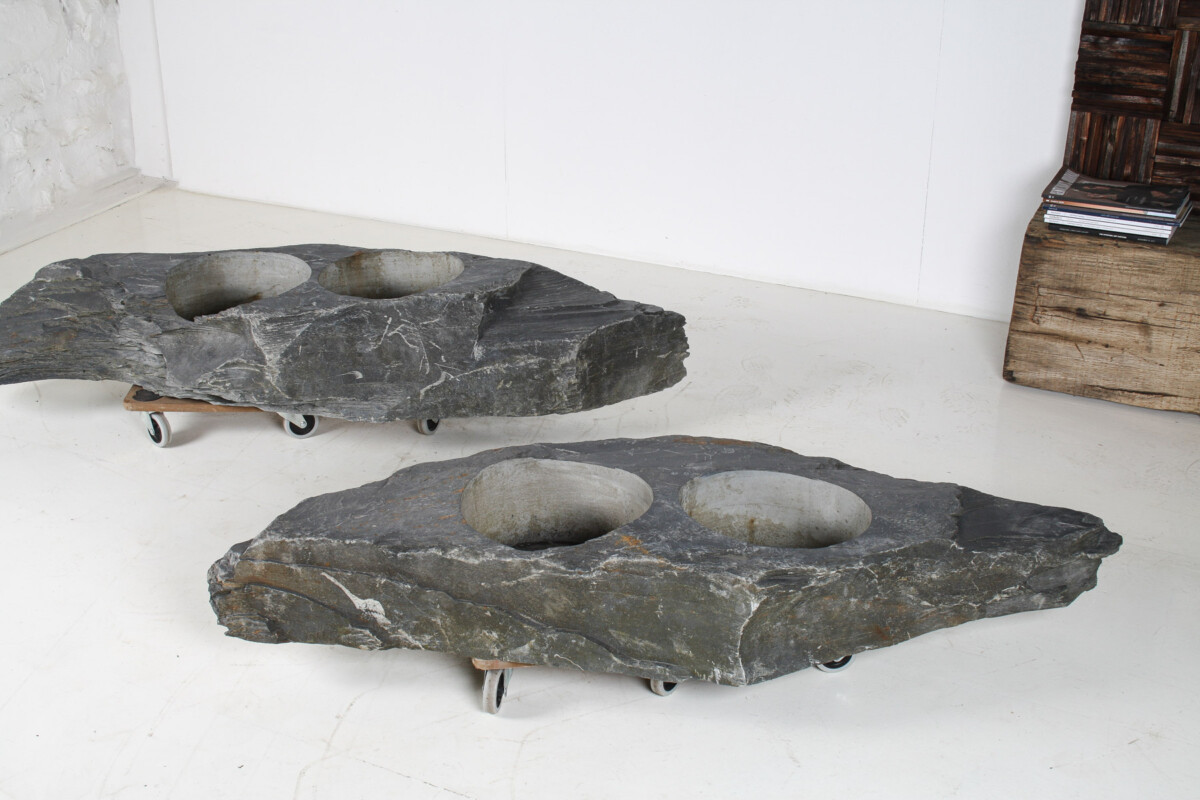 A Pair of Natural Wabi Sabi Stone Garden planters – Welsh slate - Image 7