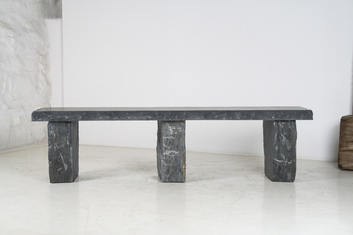 Large 6ft Natural Wabi-Sabi Stone Slate Bench Seat on Bolster Plinth Base - Image 10