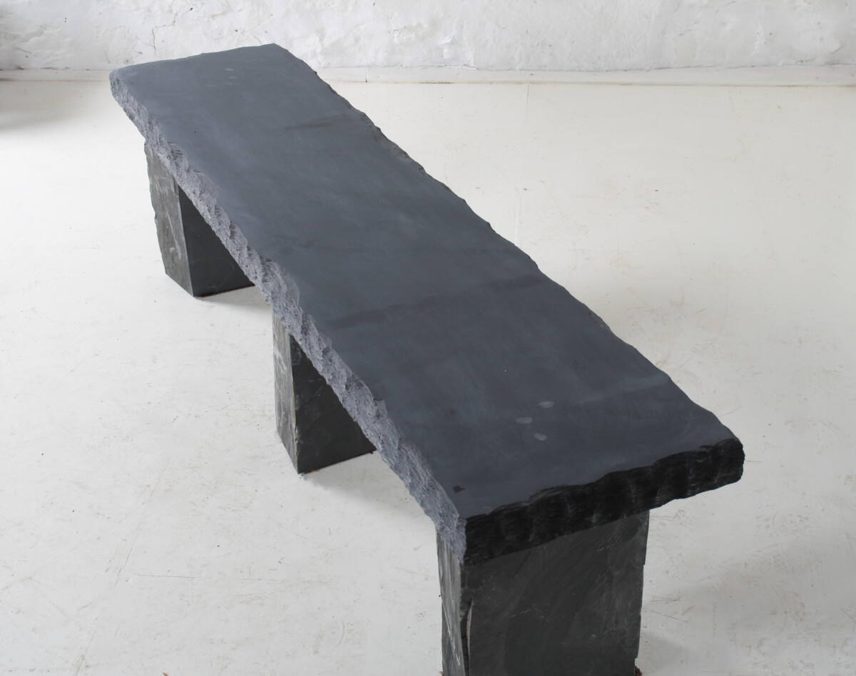 Large 6ft Natural Wabi-Sabi Stone Slate Bench Seat on Bolster Plinth Base - Image 2