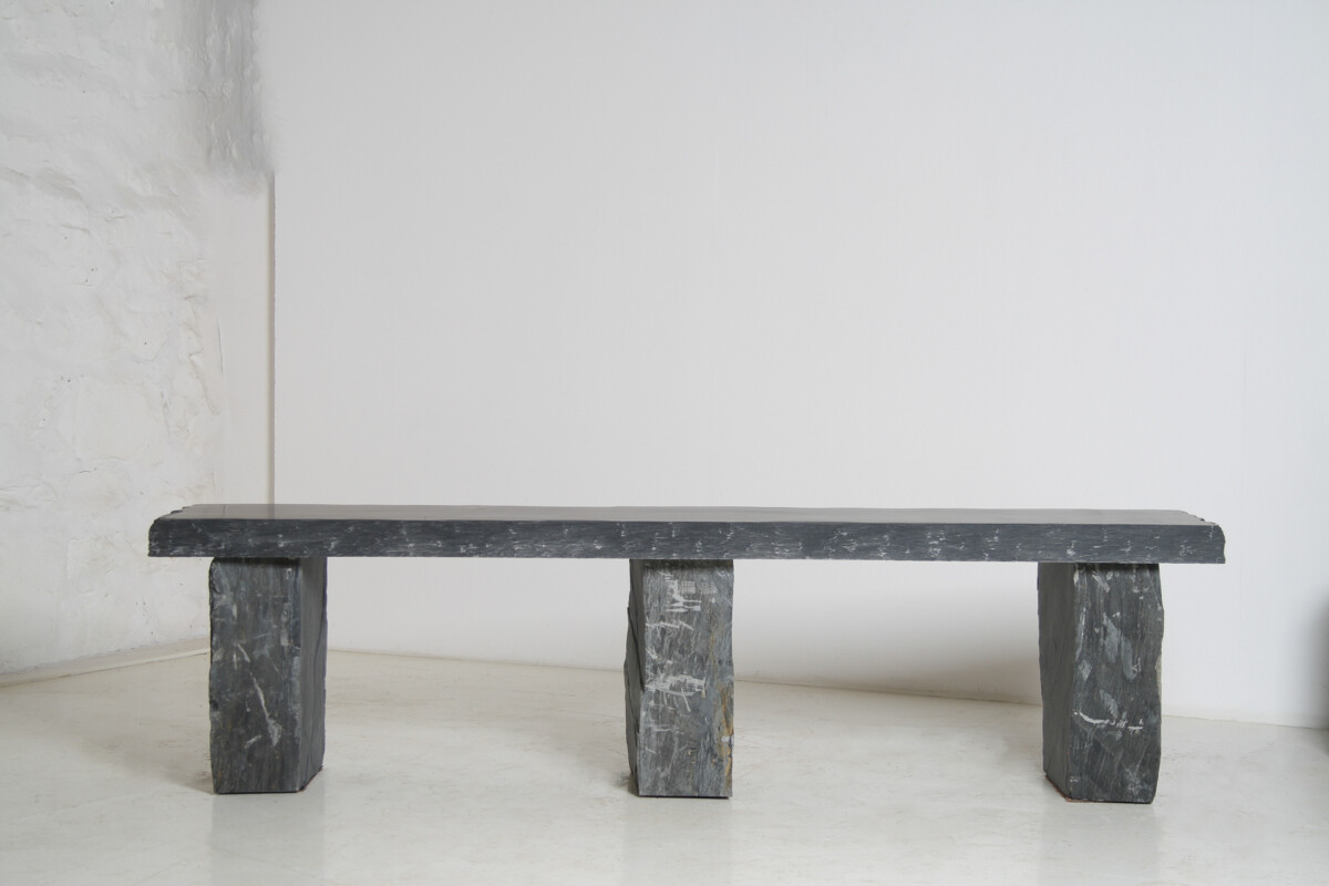 Large 6ft Natural Wabi-Sabi Stone Slate Bench Seat on Bolster Plinth Base - Image 19