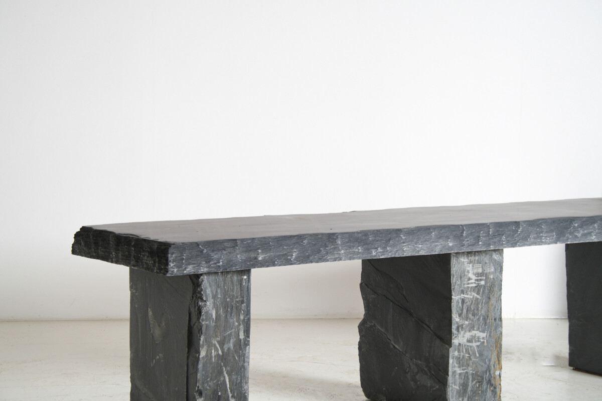 Large 6ft Natural Wabi-Sabi Stone Slate Bench Seat on Bolster Plinth Base - Image 16