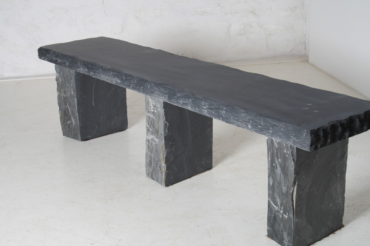 Large 6ft Natural Wabi-Sabi Stone Slate Bench Seat on Bolster Plinth Base - Image 13