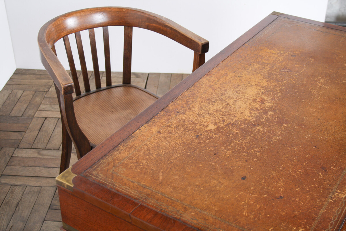 Original 19th-Century Antique British Campaign Desk Writing Table with Leather Top - Image 17