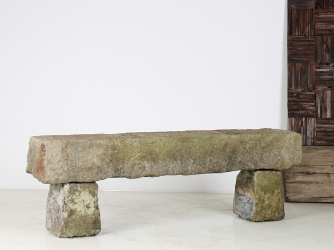 English Carved Stone Sandstone Garden Bench Seat Weathered Garden Feature 1860