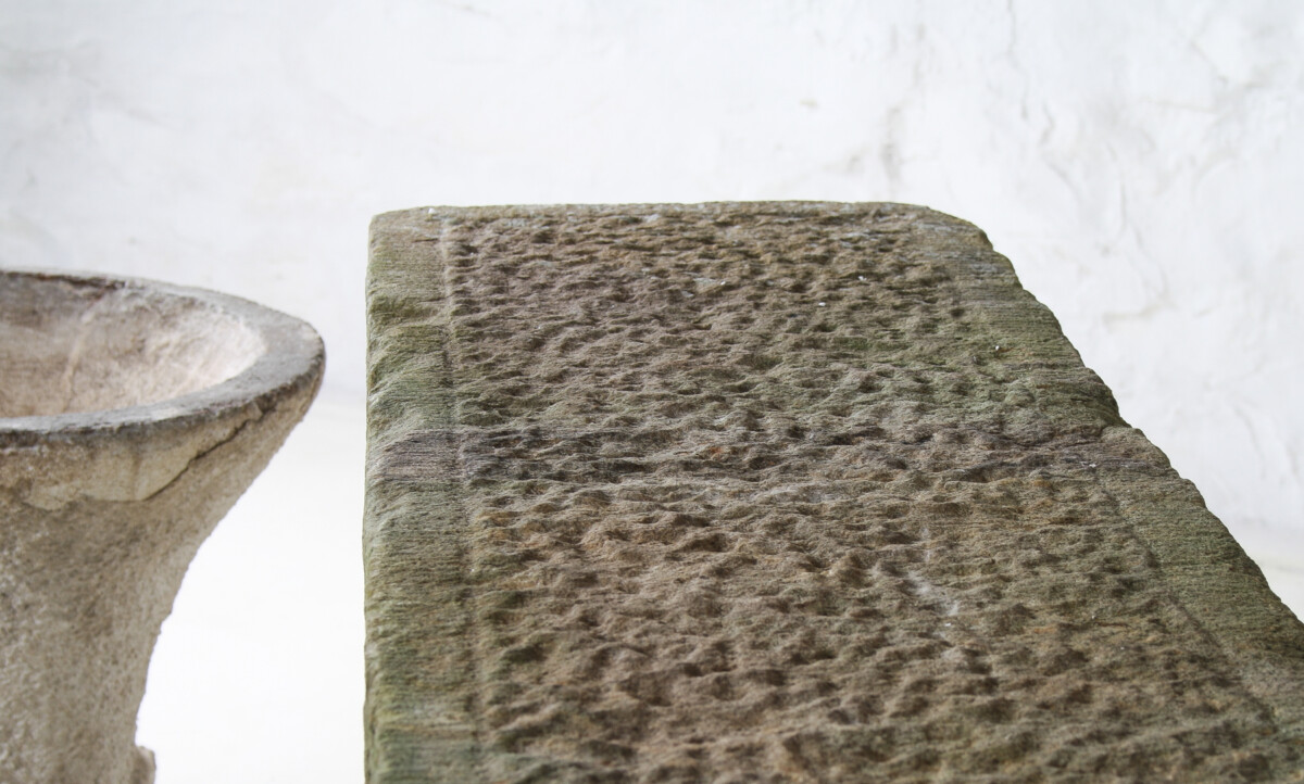 English Carved Stone Sandstone Garden Bench Seat Weathered Garden Feature 1860 - Image 5