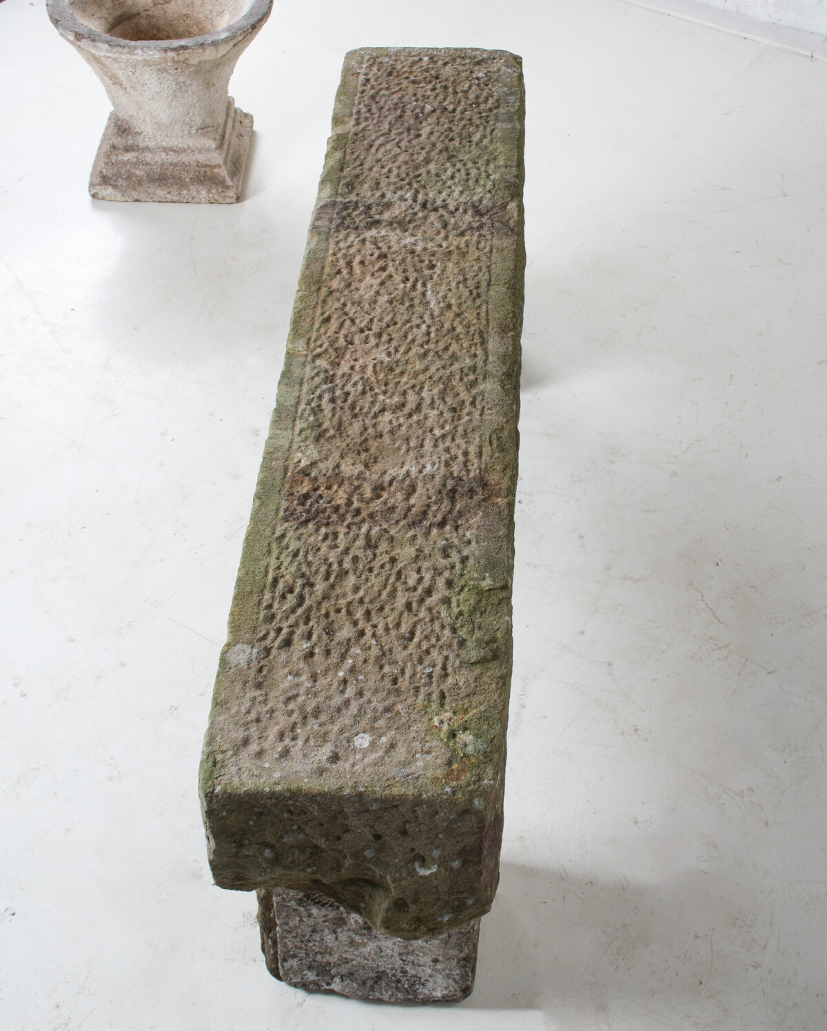English Carved Stone Sandstone Garden Bench Seat Weathered Garden Feature 1860 - Image 3