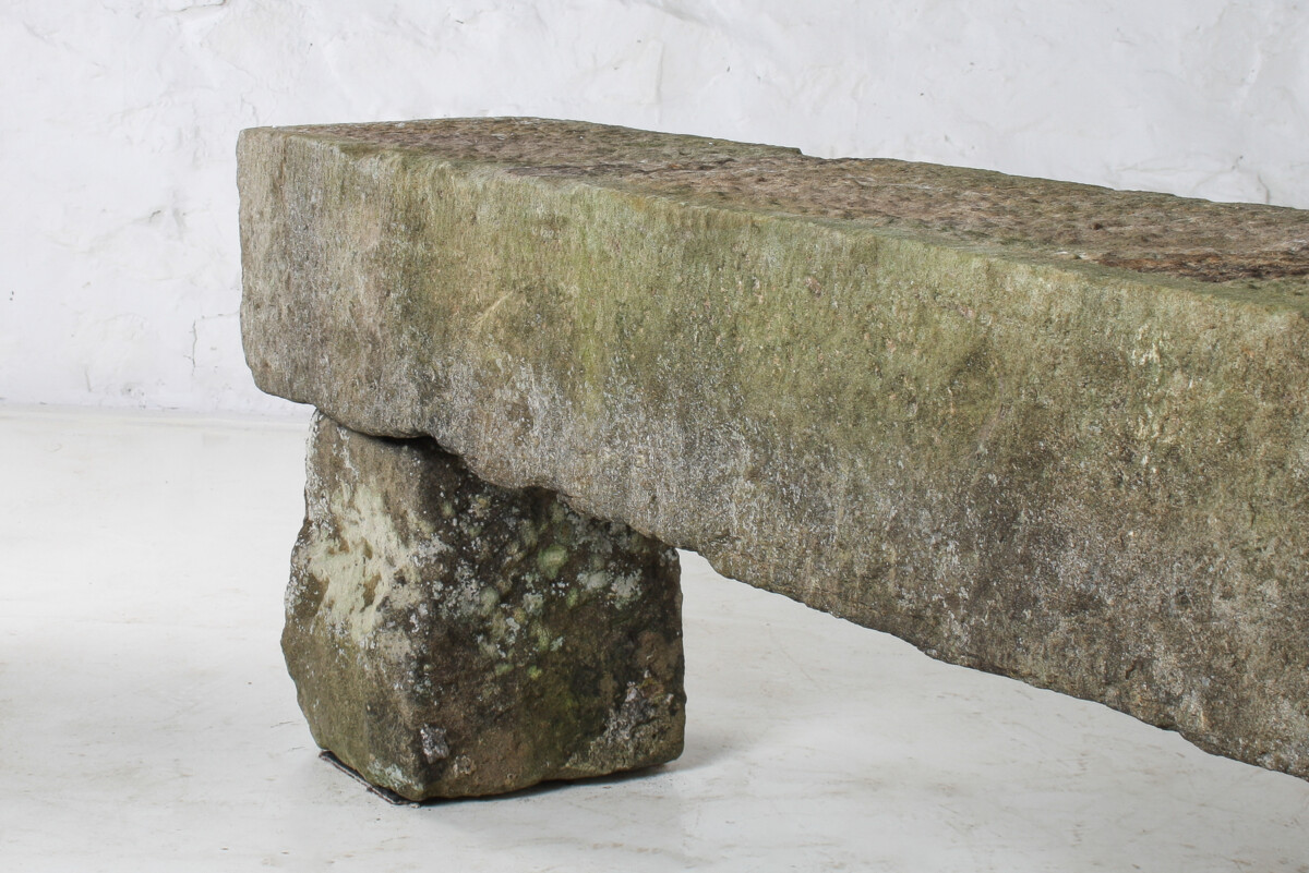 English Carved Stone Sandstone Garden Bench Seat Weathered Garden Feature 1860 - Image 19