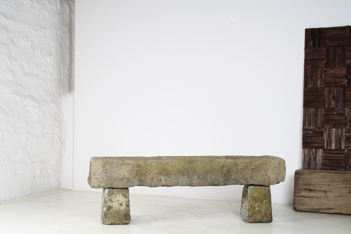 English Carved Stone Sandstone Garden Bench Seat Weathered Garden Feature 1860 - Image 17