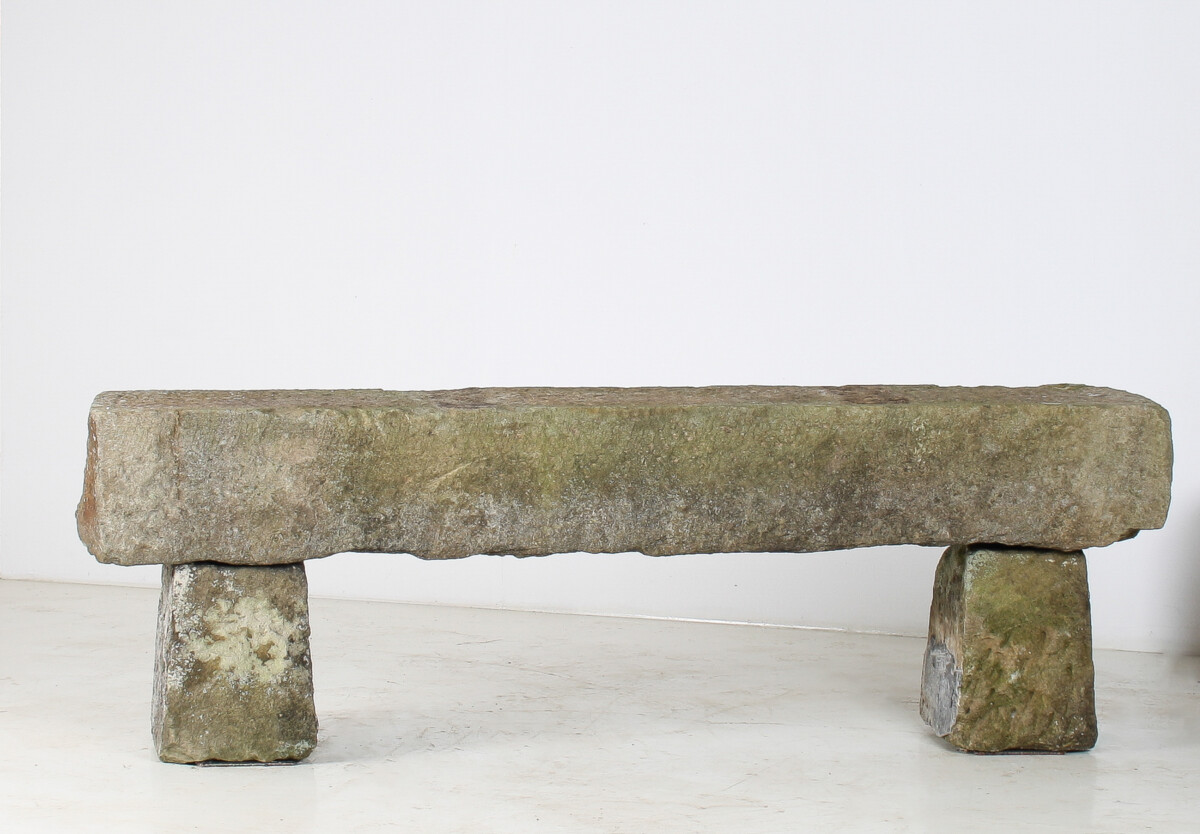 English Carved Stone Sandstone Garden Bench Seat Weathered Garden Feature 1860 - Image 16