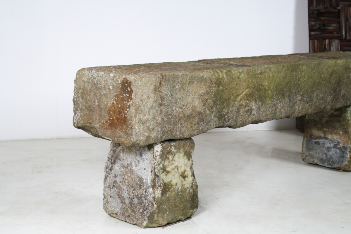 English Carved Stone Sandstone Garden Bench Seat Weathered Garden Feature 1860 - Image 14
