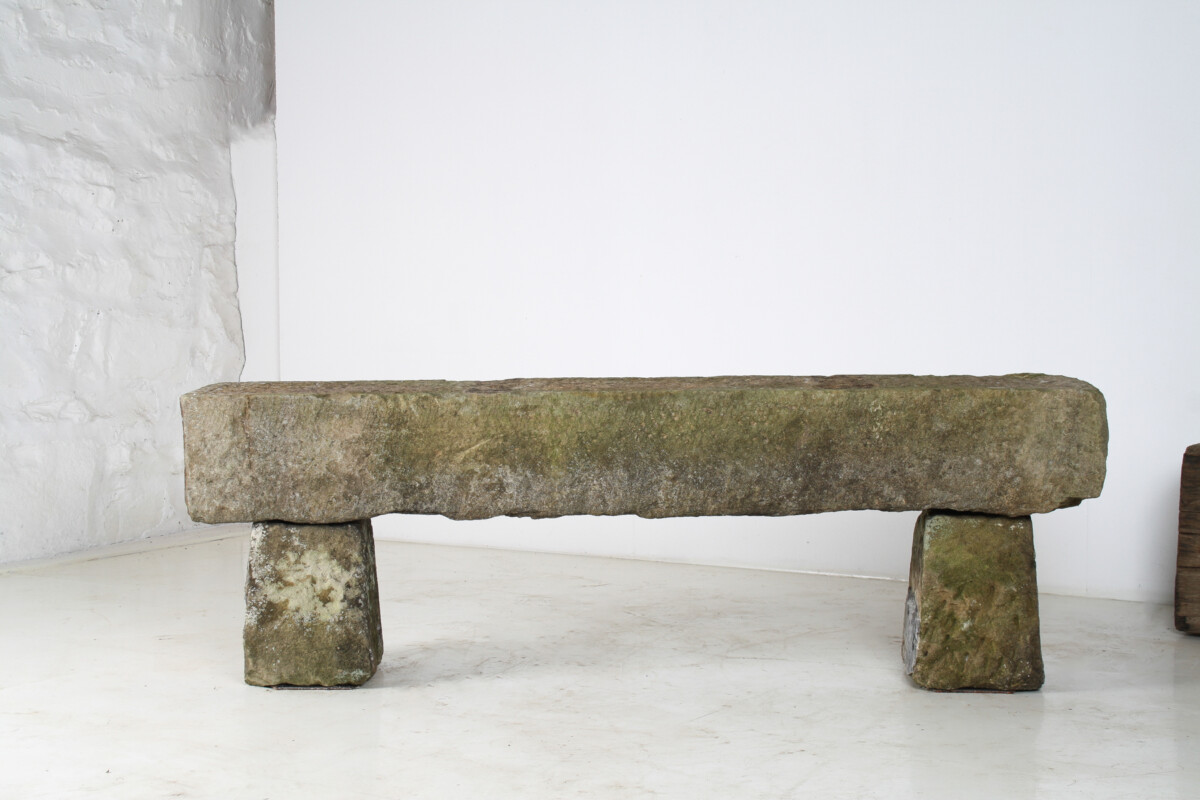 English Carved Stone Sandstone Garden Bench Seat Weathered Garden Feature 1860 - Image 13
