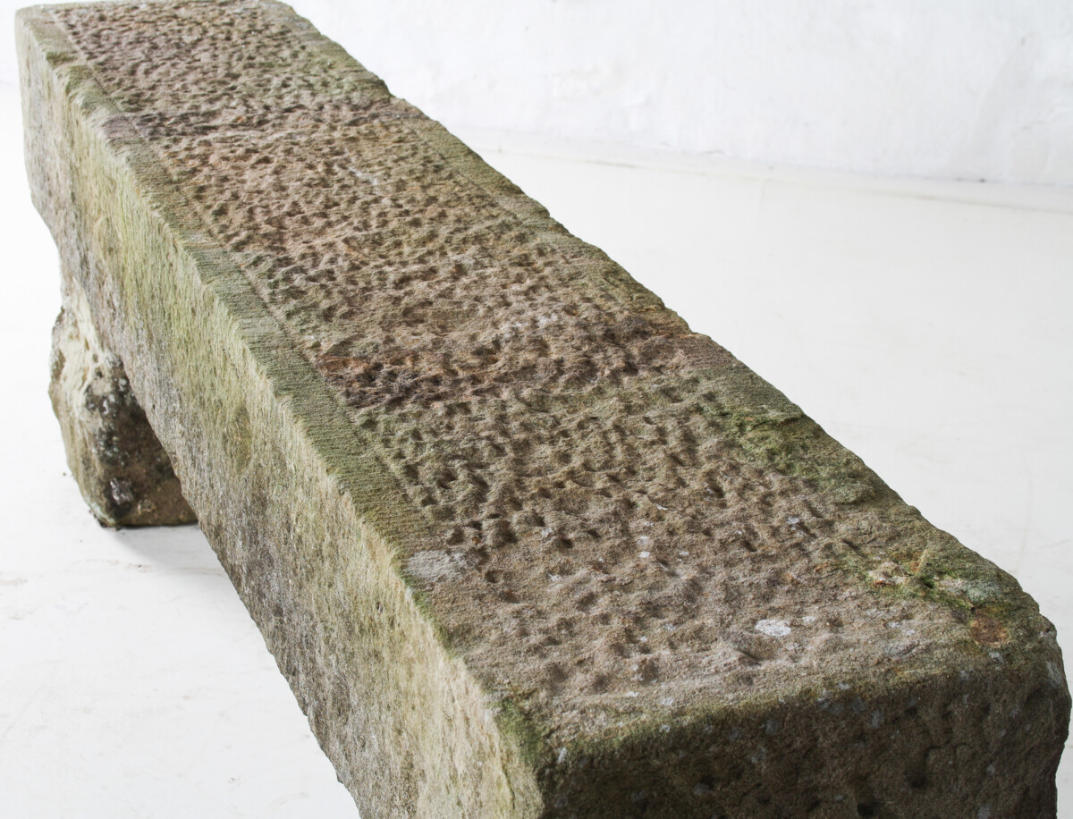 English Carved Stone Sandstone Garden Bench Seat Weathered Garden Feature 1860 - Image 12