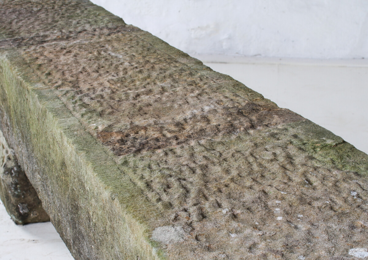 English Carved Stone Sandstone Garden Bench Seat Weathered Garden Feature 1860 - Image 11