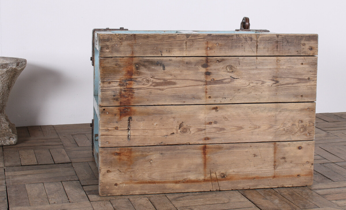 Small Rustic Patina Duck Egg Blue Industrial Bakery Worktop Table - Image 13