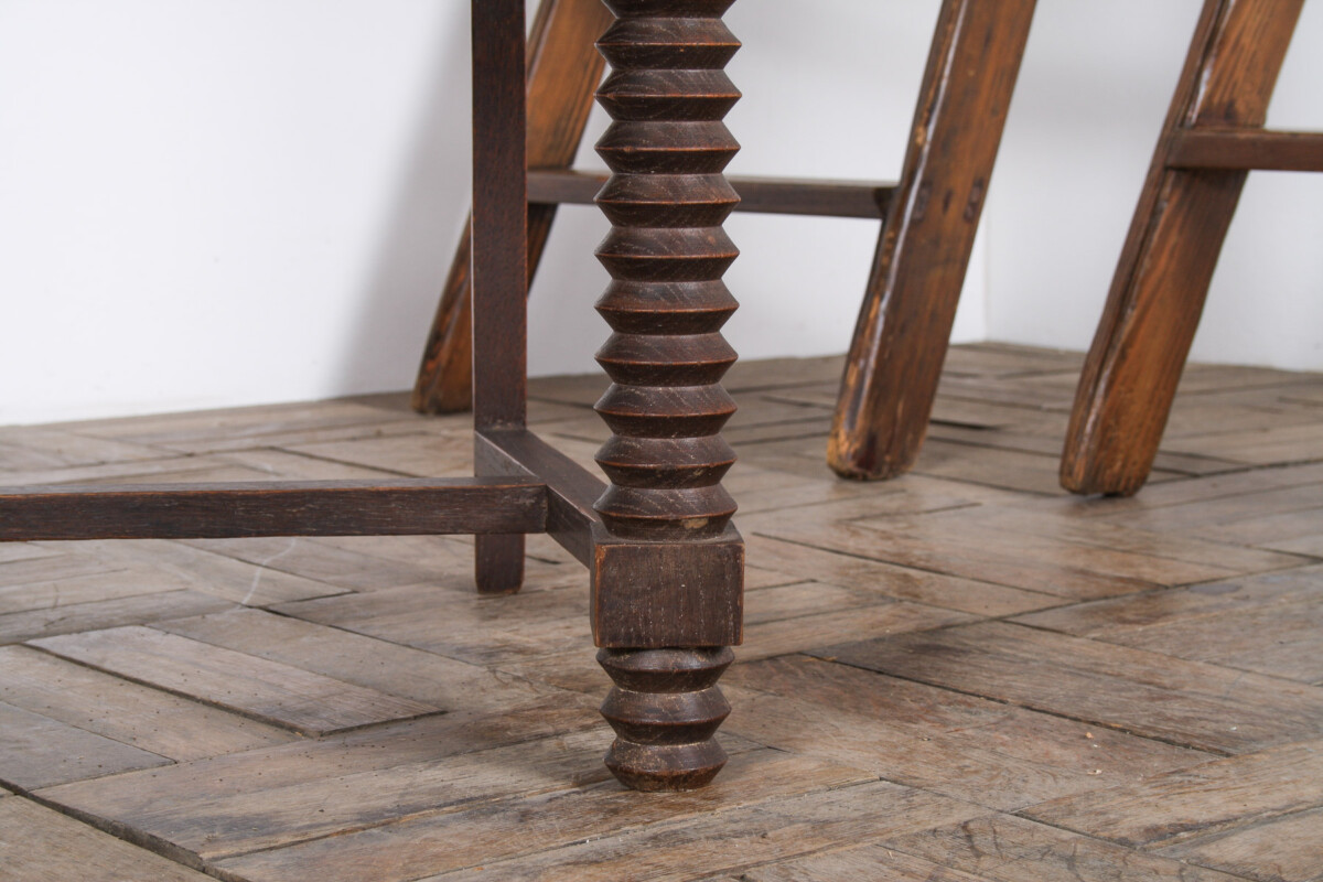 Oak Corkscrew 1950s Armchair with Straw Seat attributed to Charles Dudouyt - Image 2
