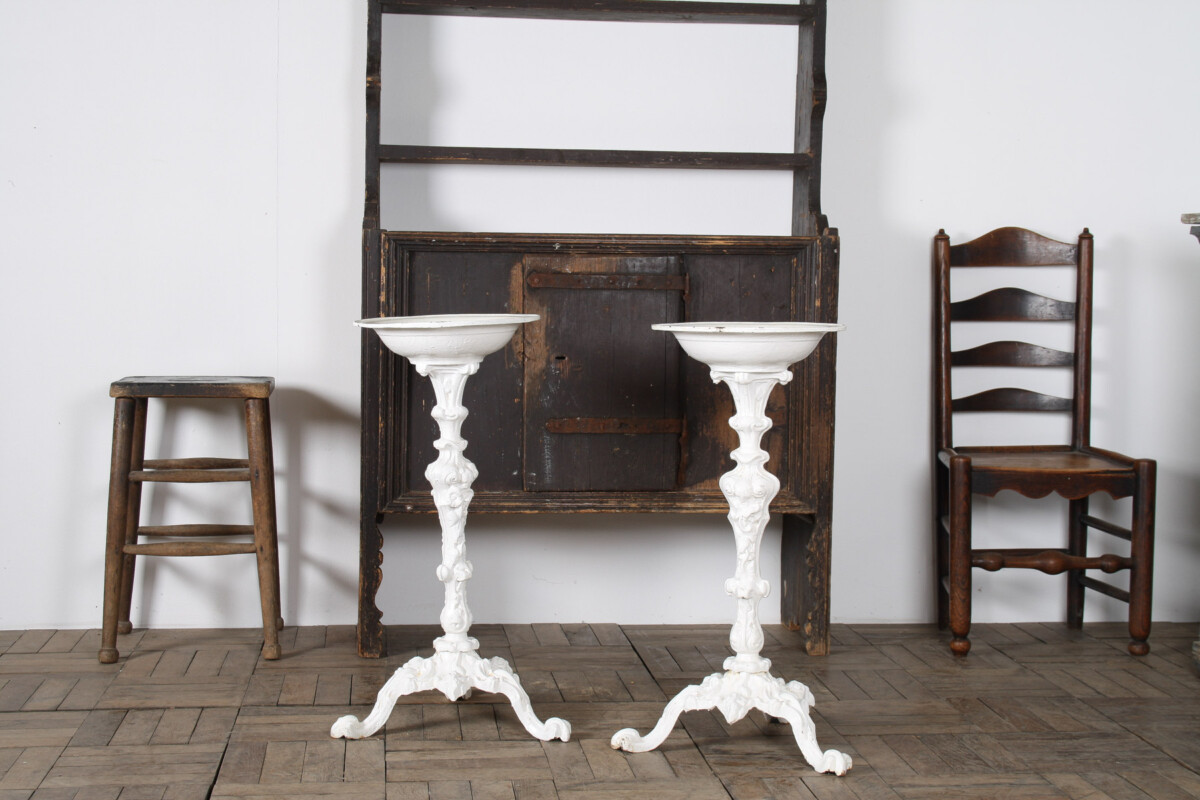 A Pair of Victorian Cast Iron Torchere Plant Stands