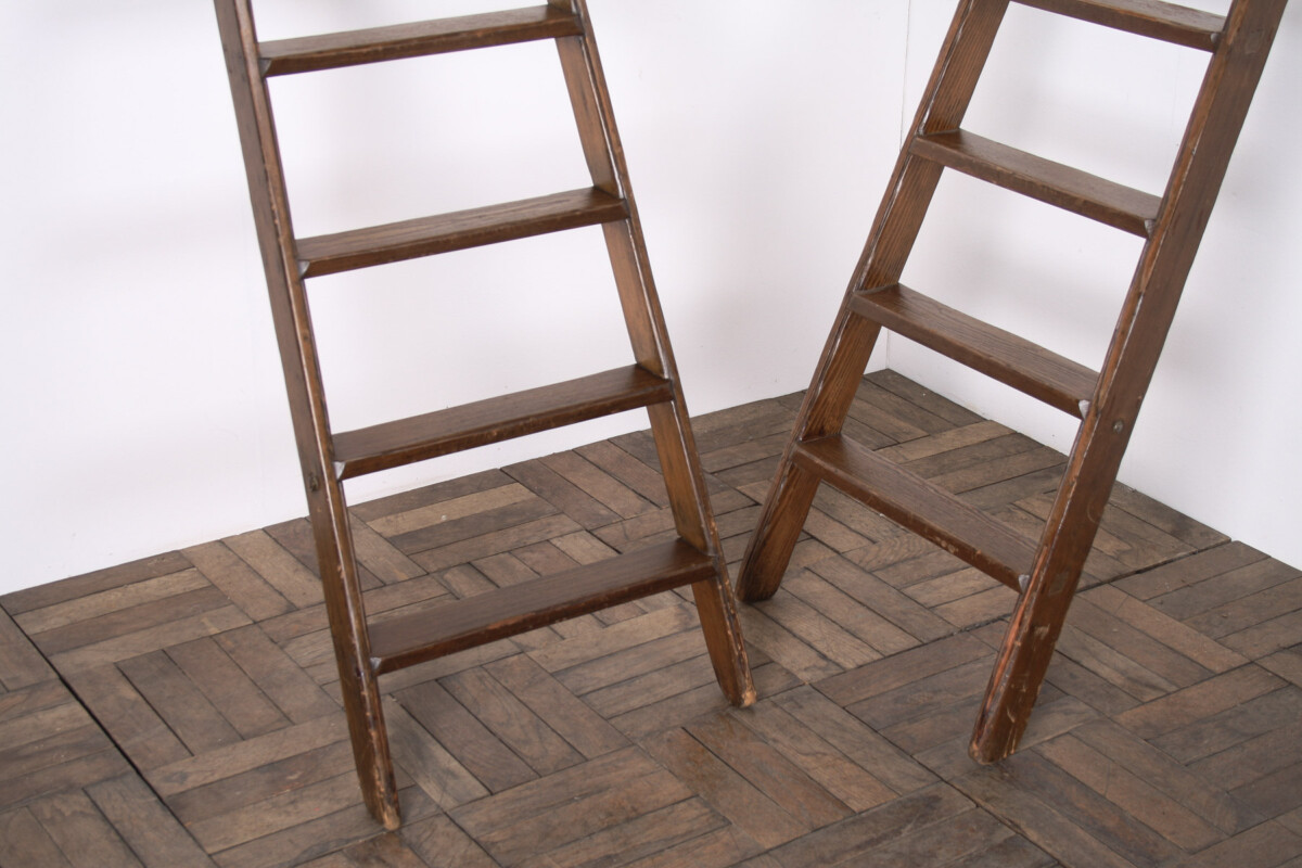 Tall Antique 19th Century Country House Library Ladders of Welsh Heritage - Image 13