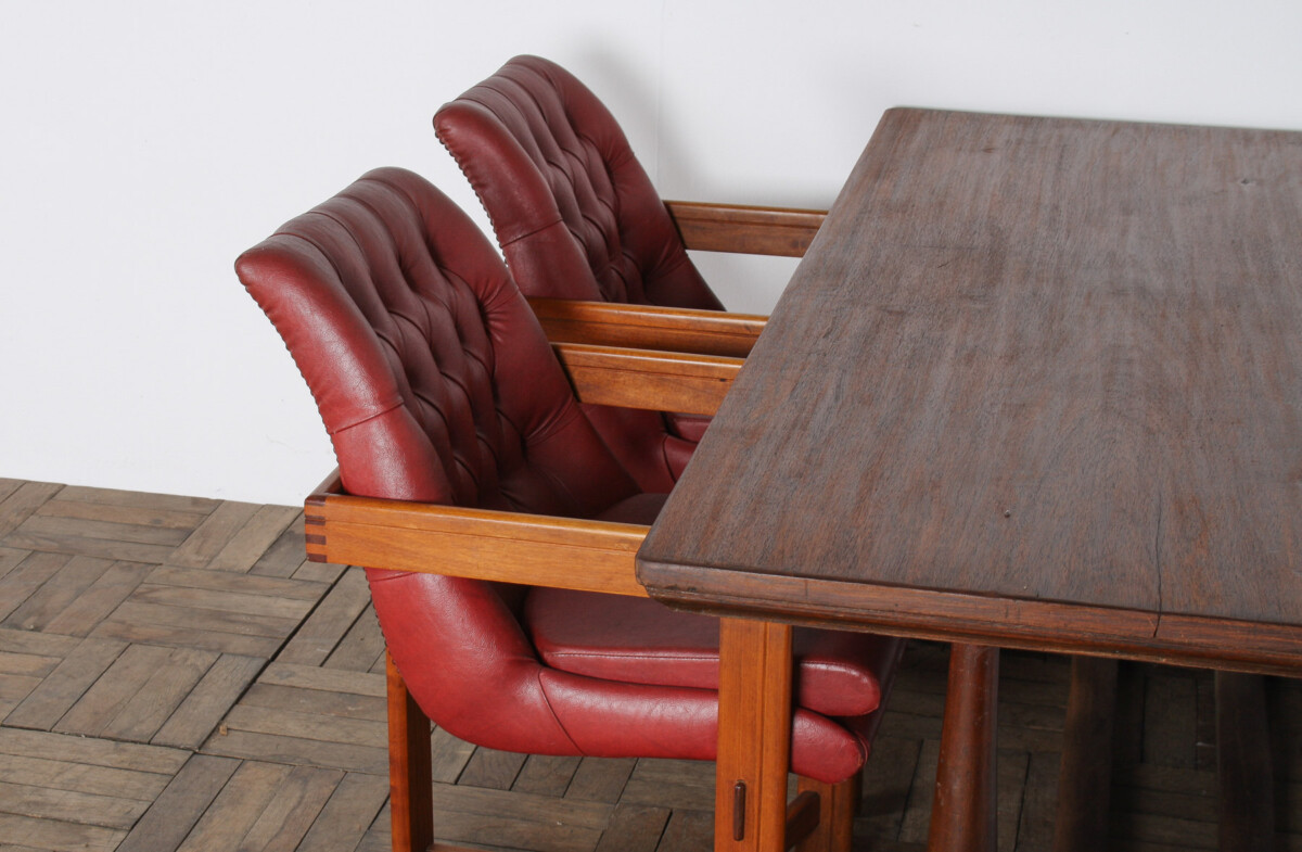 An Exceptional Pair of Bauhaus Influenced Teak Leather Library Study Chairs - Image 7