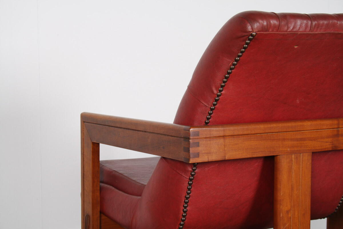 An Exceptional Pair of Bauhaus Influenced Teak Leather Library Study Chairs - Image 17
