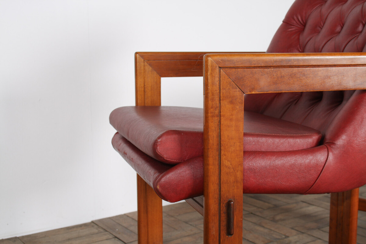 An Exceptional Pair of Bauhaus Influenced Teak Leather Library Study Chairs - Image 16