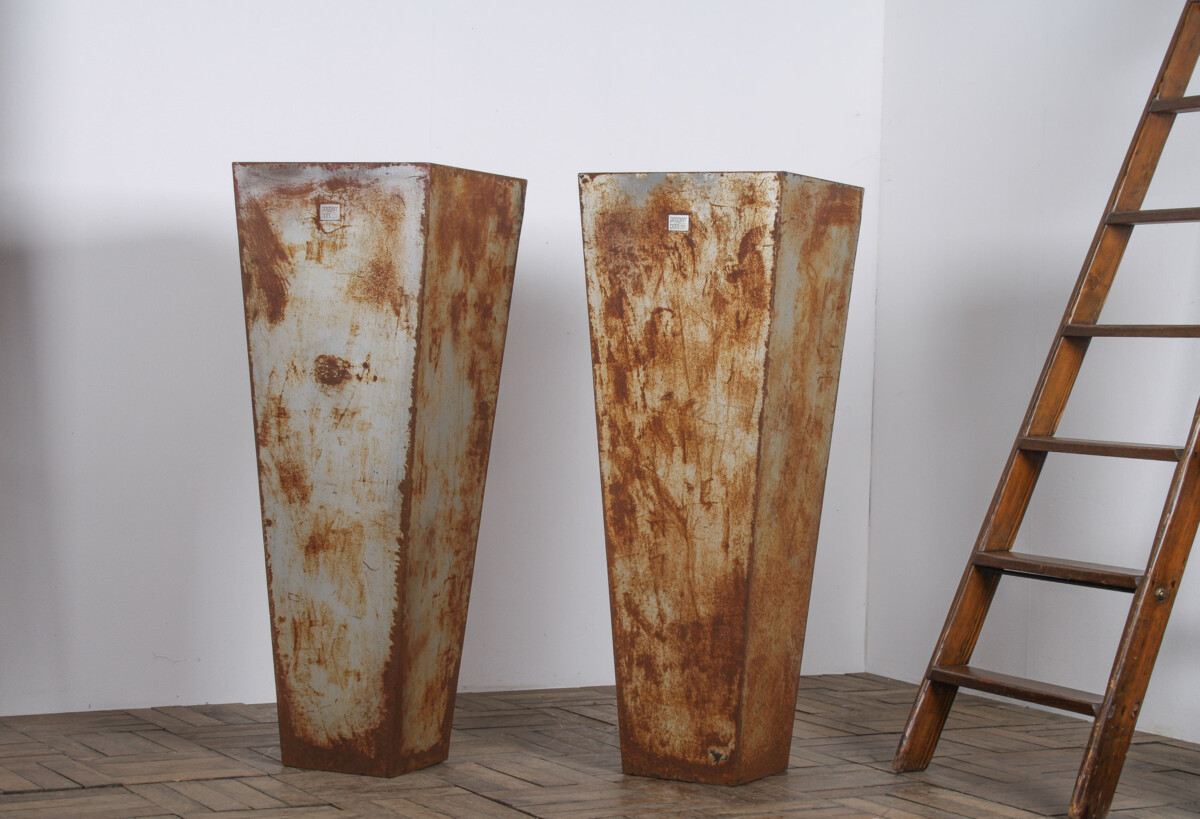 A Pair of Brutalist Industrial Metal Plant Stands by Poggen Pohl - Image 4