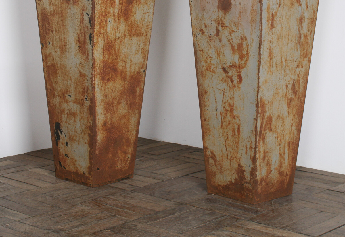 A Pair of Brutalist Industrial Metal Plant Stands by Poggen Pohl - Image 5