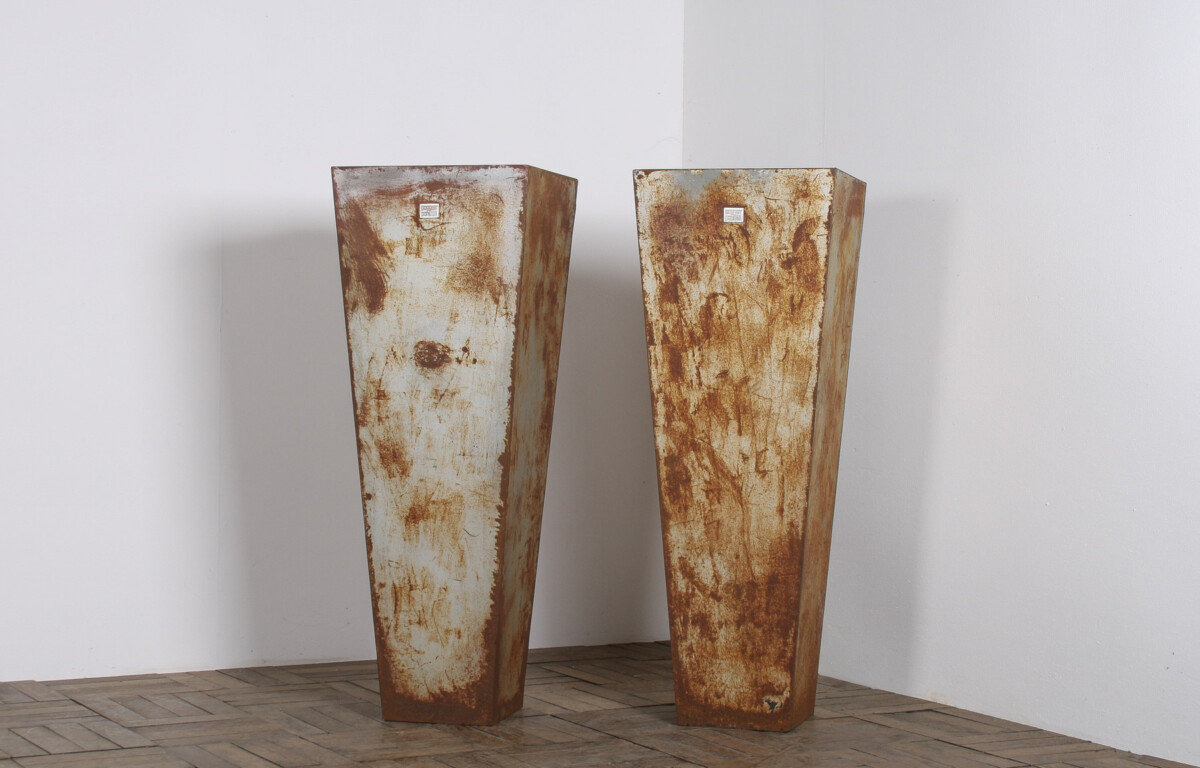A Pair of Brutalist Industrial Metal Plant Stands by Poggen Pohl - Image 11