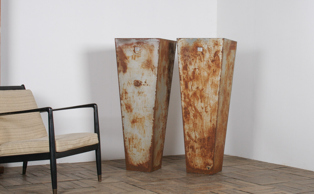 A Pair of Brutalist Industrial Metal Plant Stands by Poggen Pohl - Image 13