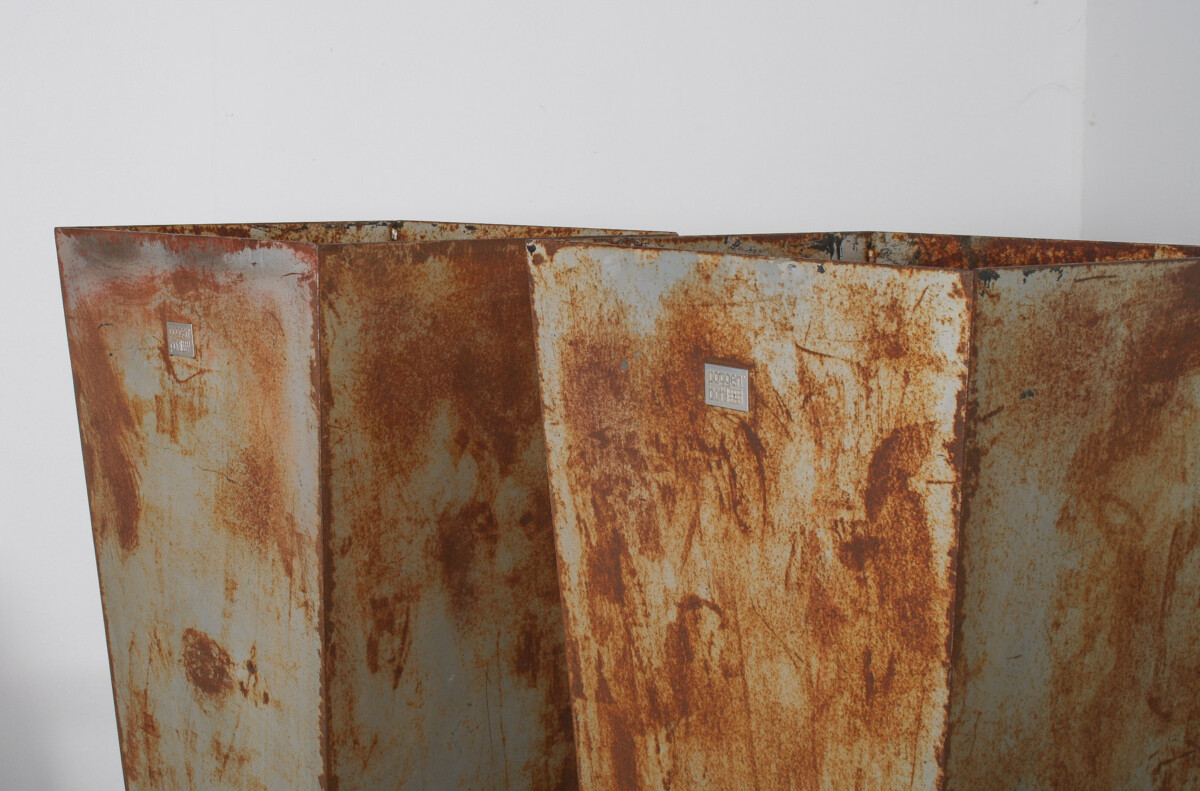 A Pair of Brutalist Industrial Metal Plant Stands by Poggen Pohl - Image 10