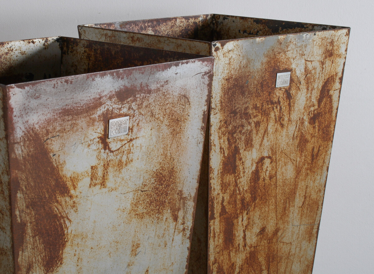 A Pair of Brutalist Industrial Metal Plant Stands by Poggen Pohl - Image 9