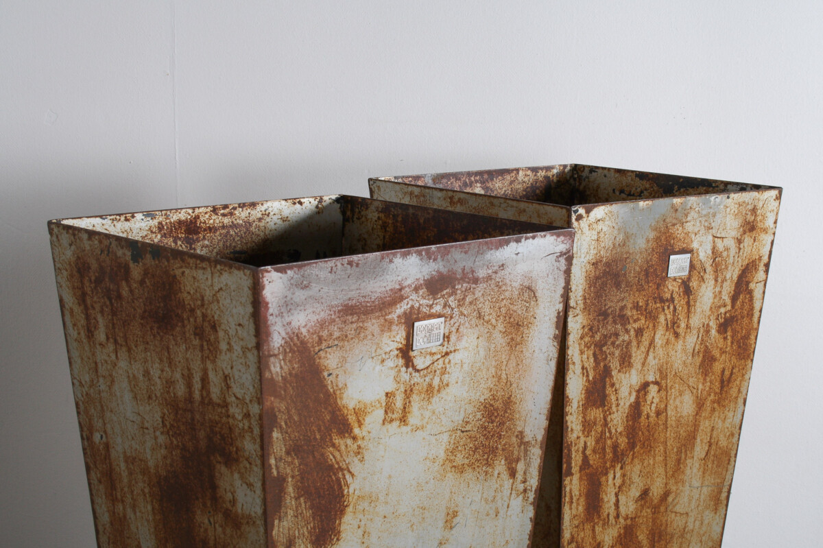 A Pair of Brutalist Industrial Metal Plant Stands by Poggen Pohl - Image 8