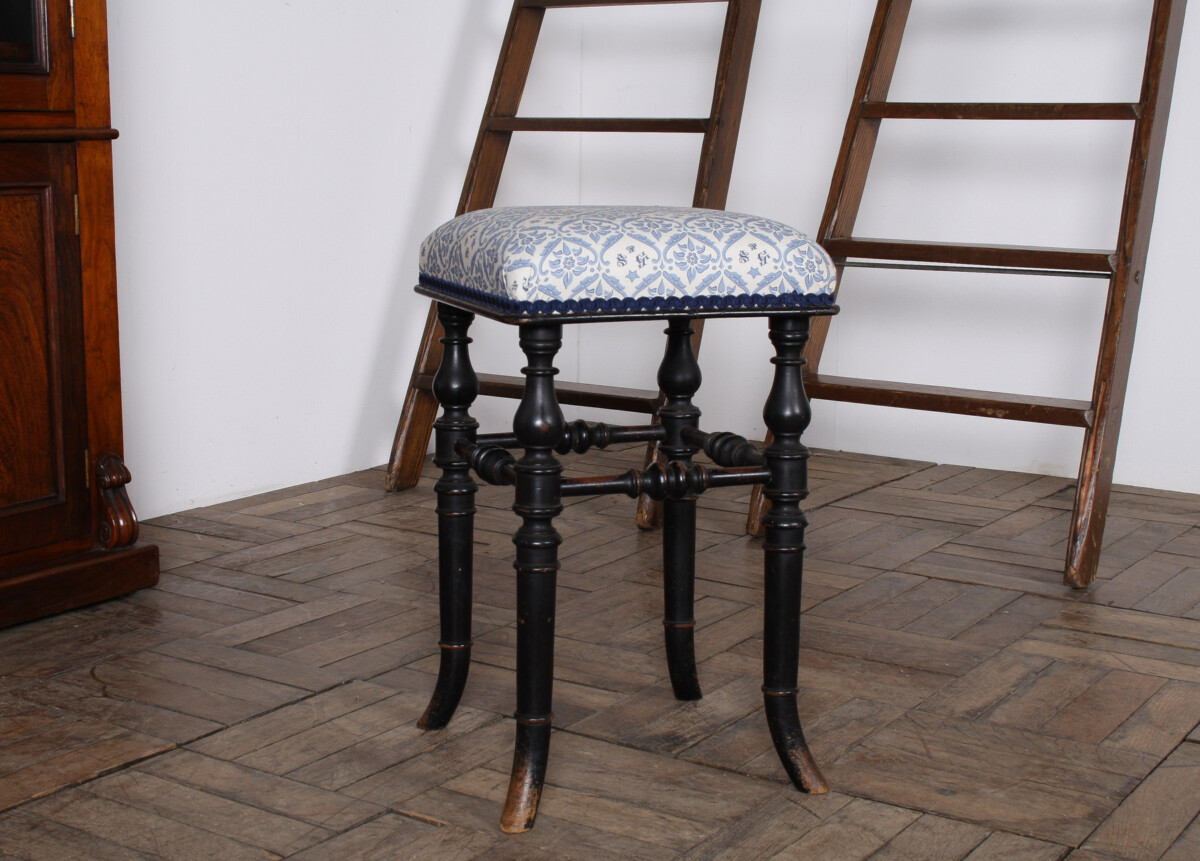 Ebonised Piano Stool by Henry Brooks & Co London | Dressing Table Stool | Circa 1880 - Image 4