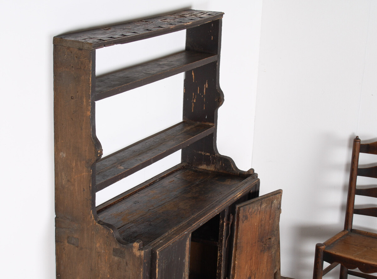 Primitive Rustic European Farmhouse Dresser Display Unit with Storage Shelves - Image 10