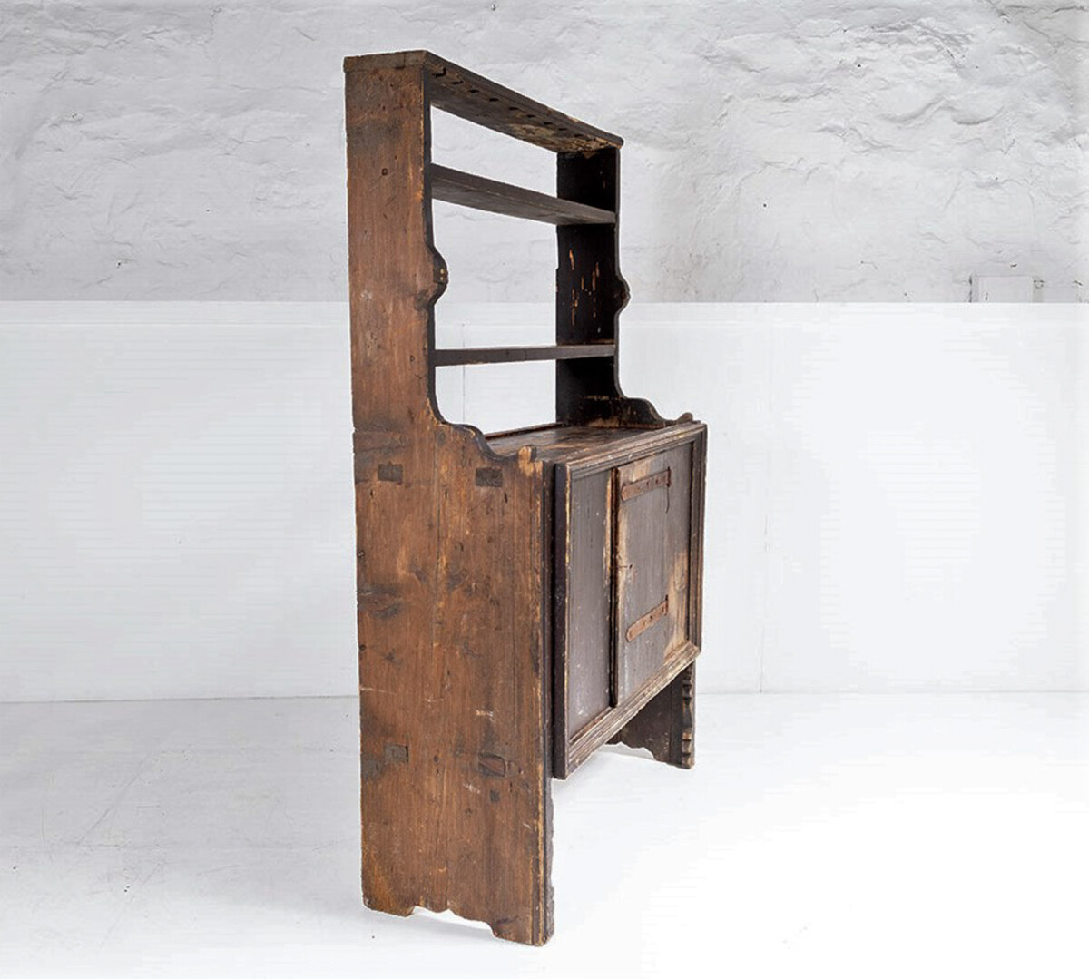 Primitive Rustic European Farmhouse Dresser Display Unit with Storage Shelves - Image 13