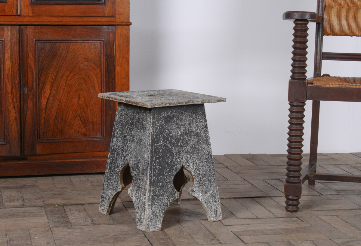 Small Arts and Crafts Hand-Painted Side Table with Rustic Patina - Image 5
