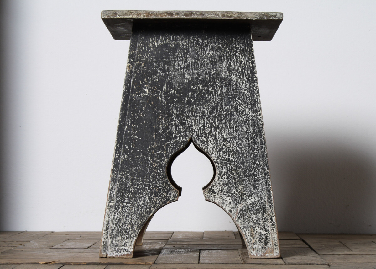 Small Arts and Crafts Hand-Painted Side Table with Rustic Patina - Image 4