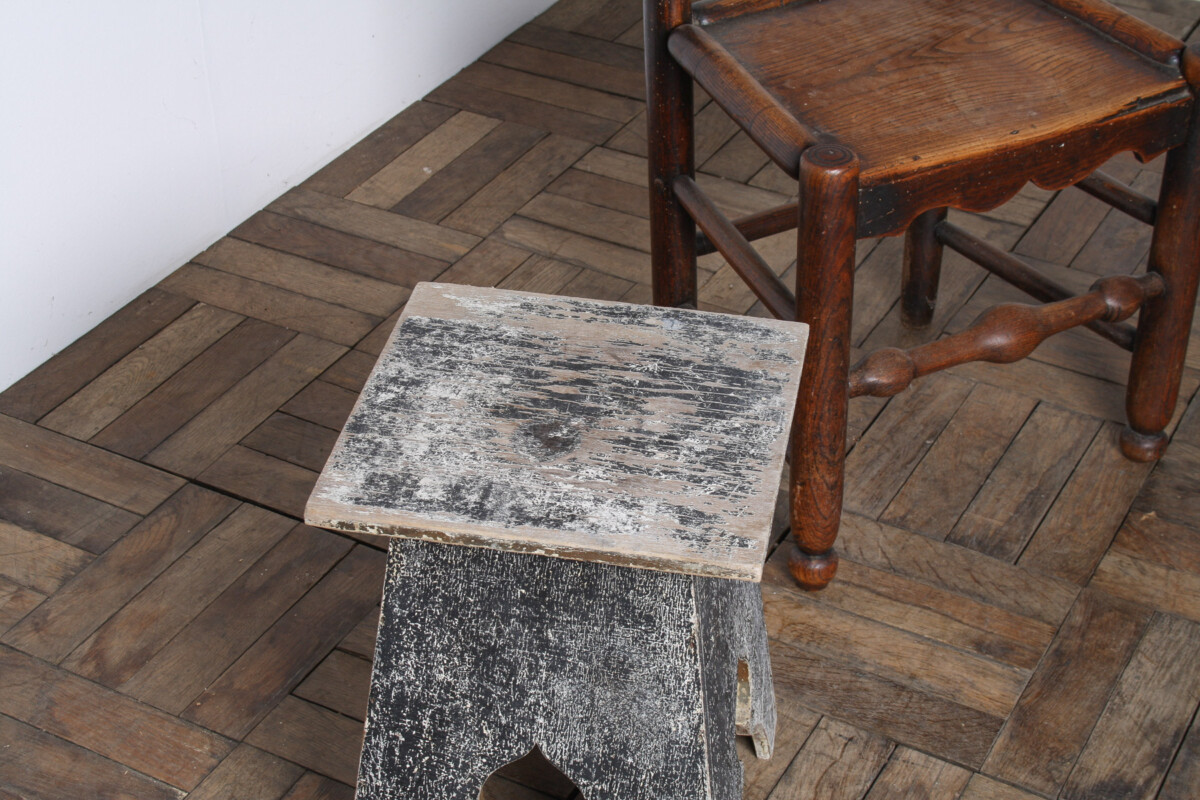 Small Arts and Crafts Hand-Painted Side Table with Rustic Patina - Image 2
