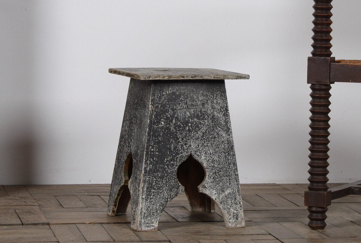 Small Arts and Crafts Hand-Painted Side Table with Rustic Patina - Image 14