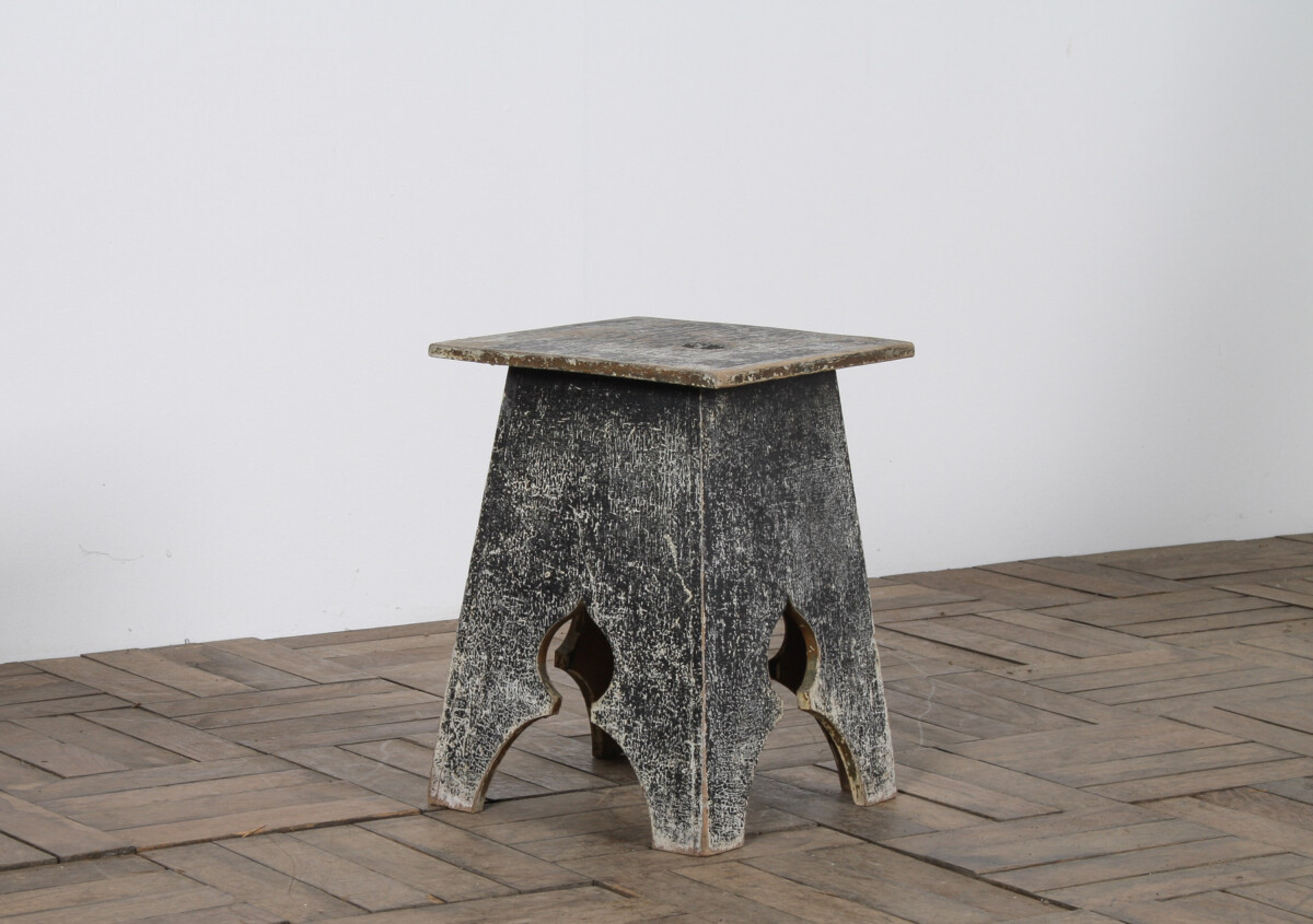 Small Arts and Crafts Hand-Painted Side Table with Rustic Patina - Image 12