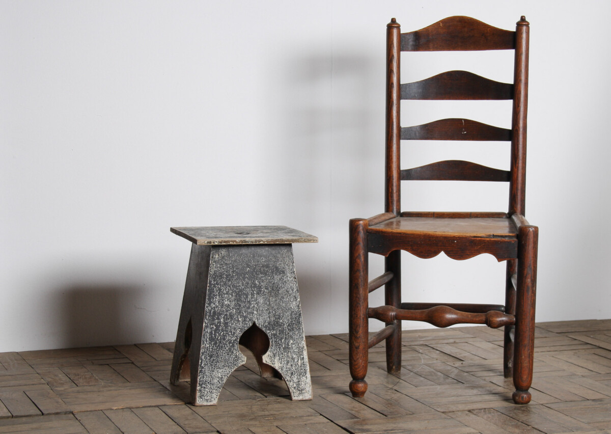 Small Arts and Crafts Hand-Painted Side Table with Rustic Patina - Image 11