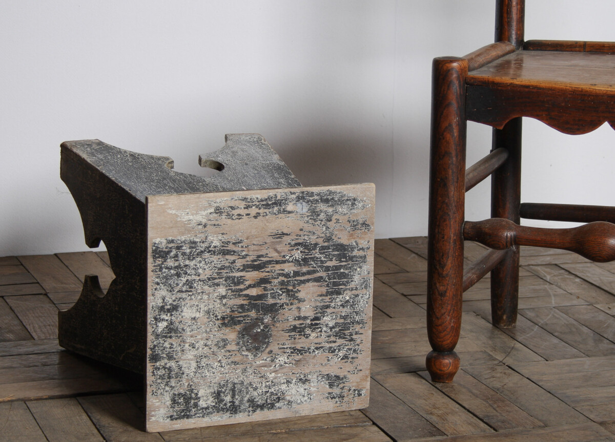Small Arts and Crafts Hand-Painted Side Table with Rustic Patina - Image 9