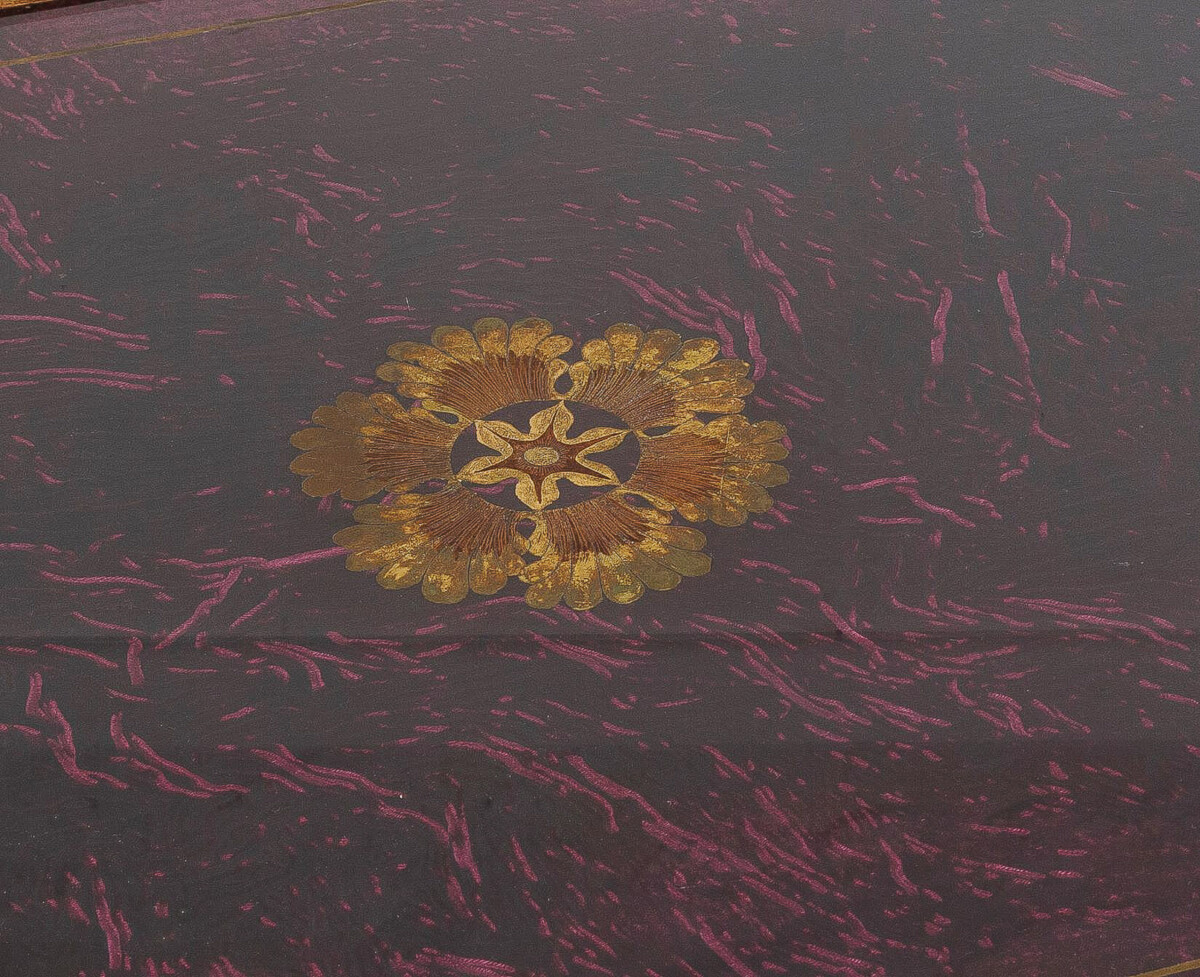 Vintage Italian Glass Top Coffee Table Ebonised Gilt with Crushed Velvet Versace Cloth - Image 7