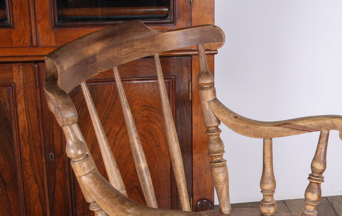 Antique Elm Low Back Windsor Armchair | Fireside Smokers Chair - Image 6